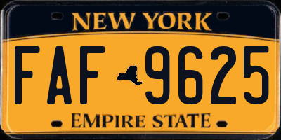 NY license plate FAF9625