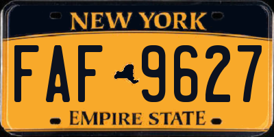 NY license plate FAF9627