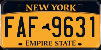 NY license plate FAF9631