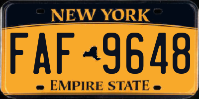 NY license plate FAF9648