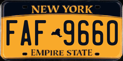 NY license plate FAF9660