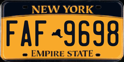 NY license plate FAF9698