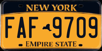 NY license plate FAF9709