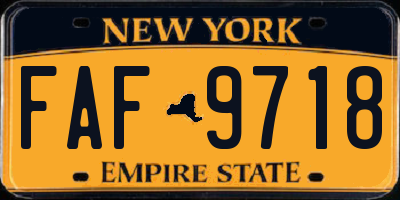 NY license plate FAF9718