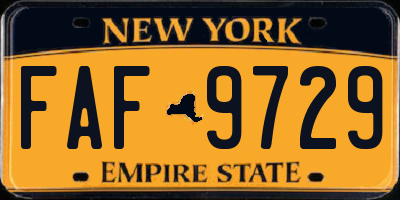 NY license plate FAF9729