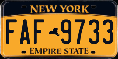NY license plate FAF9733
