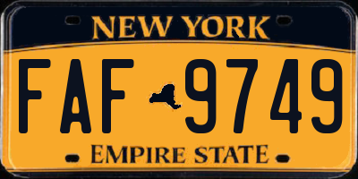 NY license plate FAF9749