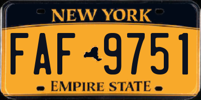 NY license plate FAF9751
