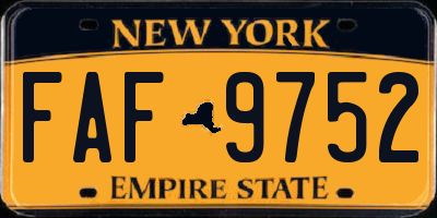 NY license plate FAF9752
