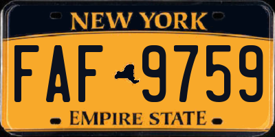 NY license plate FAF9759