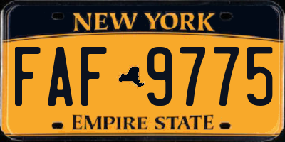 NY license plate FAF9775