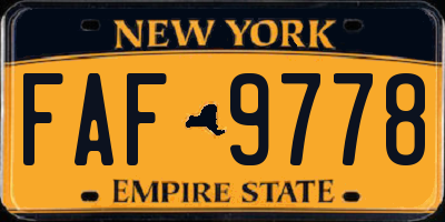 NY license plate FAF9778