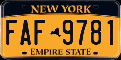 NY license plate FAF9781