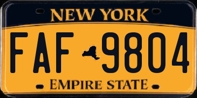 NY license plate FAF9804