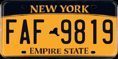 NY license plate FAF9819
