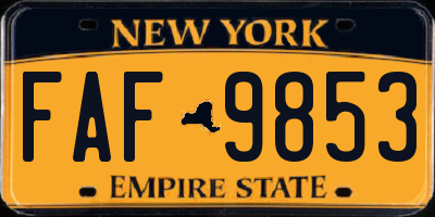 NY license plate FAF9853