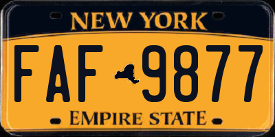 NY license plate FAF9877