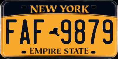 NY license plate FAF9879