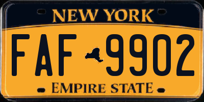 NY license plate FAF9902