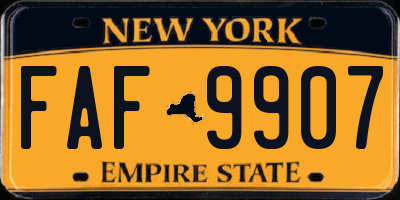 NY license plate FAF9907