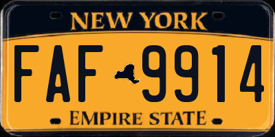 NY license plate FAF9914