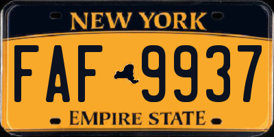 NY license plate FAF9937