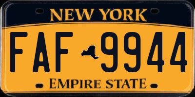 NY license plate FAF9944