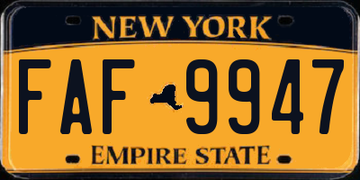 NY license plate FAF9947