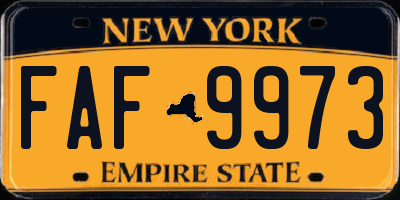 NY license plate FAF9973