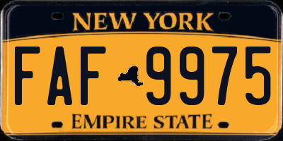 NY license plate FAF9975