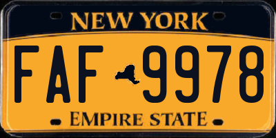 NY license plate FAF9978