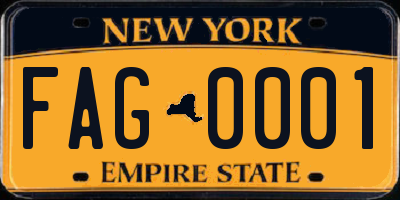 NY license plate FAG0001