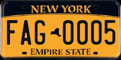 NY license plate FAG0005