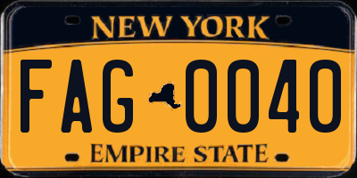 NY license plate FAG0040