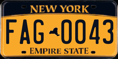 NY license plate FAG0043