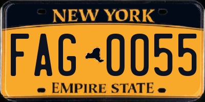 NY license plate FAG0055