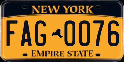 NY license plate FAG0076