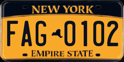 NY license plate FAG0102