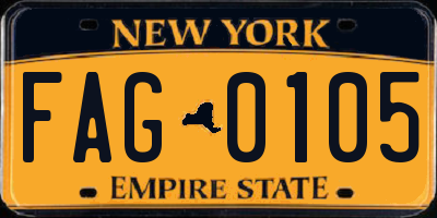 NY license plate FAG0105