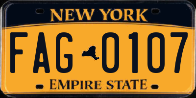 NY license plate FAG0107
