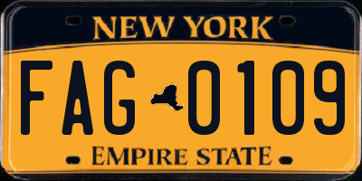NY license plate FAG0109