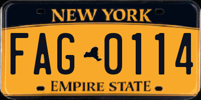 NY license plate FAG0114