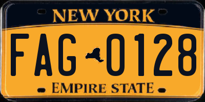 NY license plate FAG0128