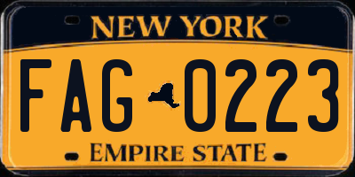 NY license plate FAG0223