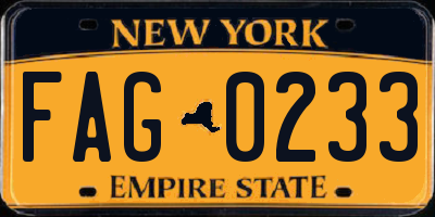 NY license plate FAG0233