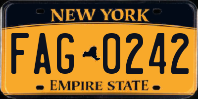 NY license plate FAG0242