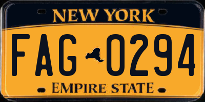 NY license plate FAG0294