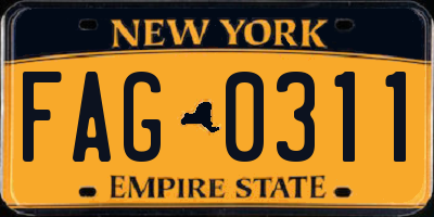 NY license plate FAG0311