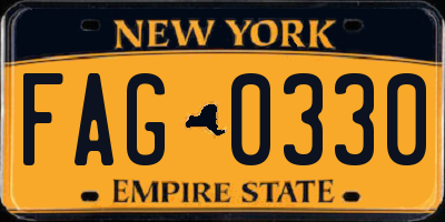 NY license plate FAG0330