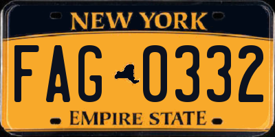 NY license plate FAG0332